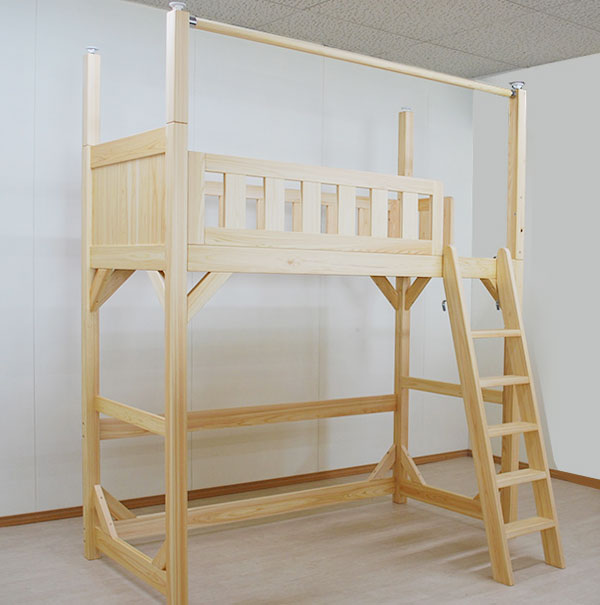 (No:2112005)寝台部カーテンポール付きのロフトベッド