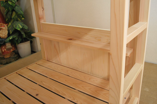 ひのき木製3段ベッド時計など置ける小さな棚板付き1201032(59)