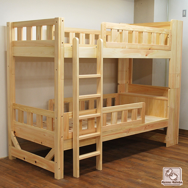 大人が使うひのき棚付二段ベッドベッド下32cm　NO1501036