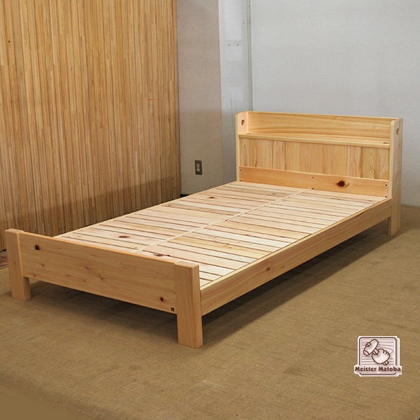 ひのき棚付ベッド　寝台高さ35cmと25cm変更可　1401007