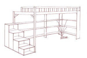 ひのきロフトベッドの打合せ案