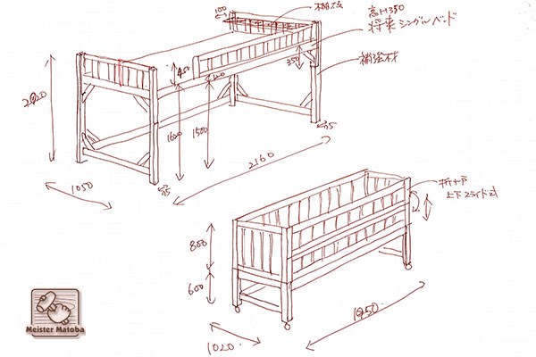ロフトベッドと介護ベッドの親子ベッド