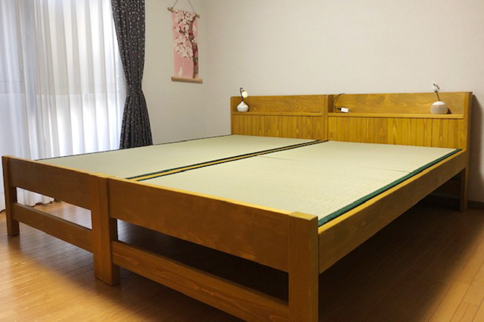畳ベッド　ひのき棚付きベッド　ベッド下空間高さ30cm　1909029