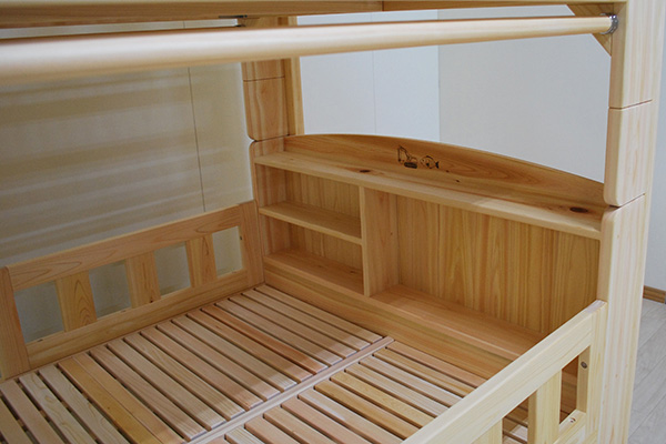 四方を囲めるオーダー棚付き二段ベッド　セミダブルサイズ　2011017