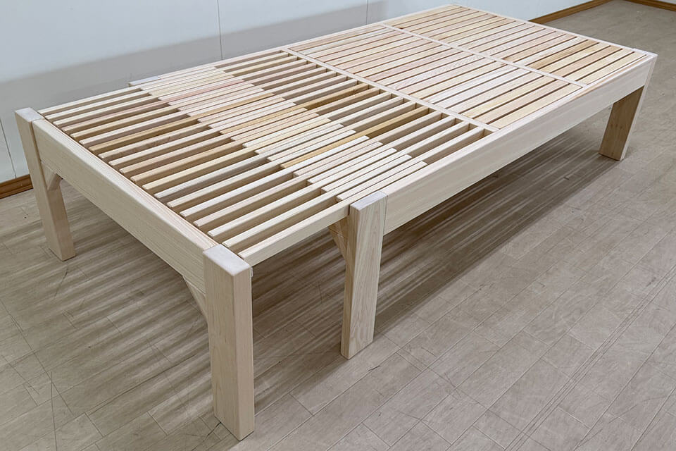 ひのき固定すのこ+伸縮ベッド高さ47cm全長180cm~210cm　2501028
