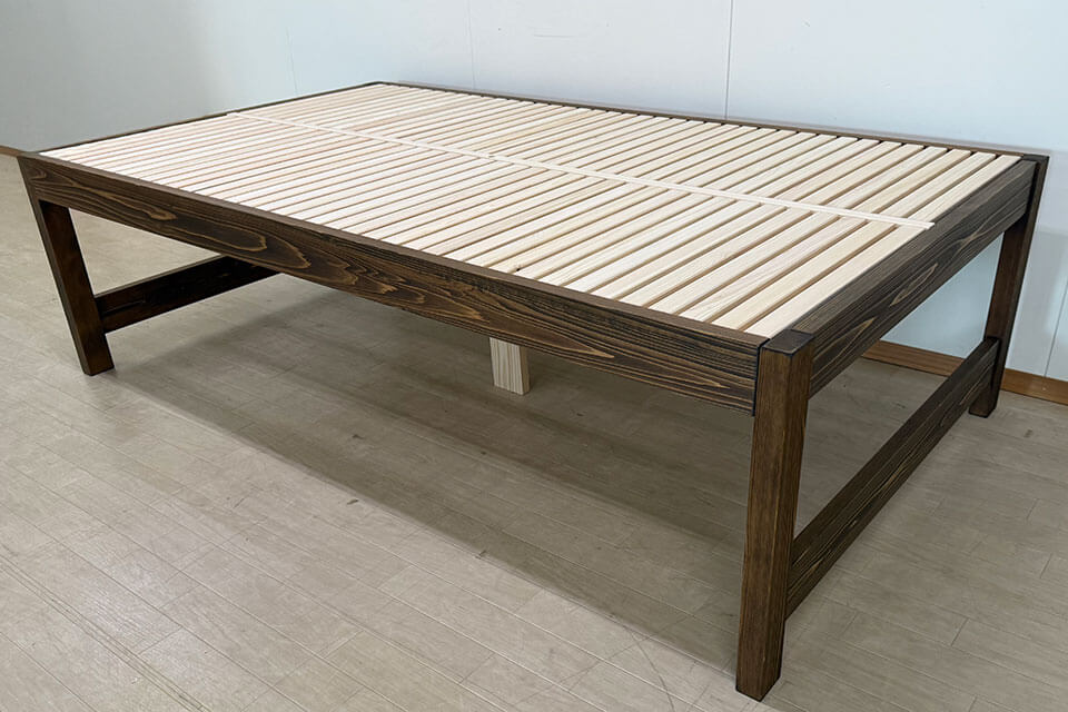 ひのきミドルベッド　セミダブル高さ60cm　フラットベッド着色仕上げ　2505047