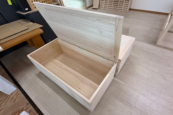 セミダブルロングベッドと置き式棚のオーダーとベッド下収納ボックス2505057