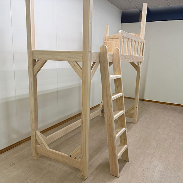 設置場所に合わせたセミシングルロフトベッド｜奥行調整棚と天井突っ張り対応 2507007