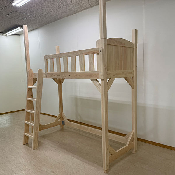 設置場所に合わせたセミシングルロフトベッド｜奥行調整棚と天井突っ張り対応 2507007
