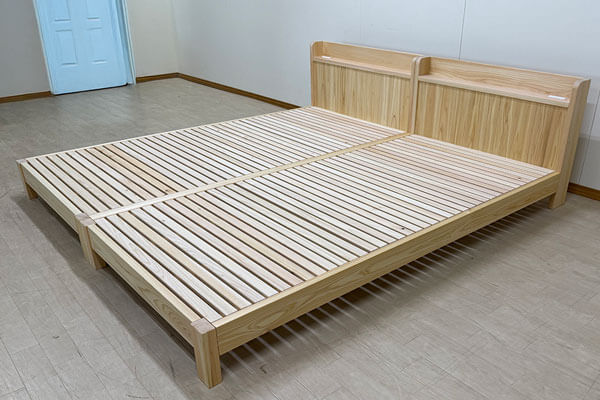 高さを抑えた棚付きベッドのご紹介｜ヘッドボード・寝台低め仕様 2507026