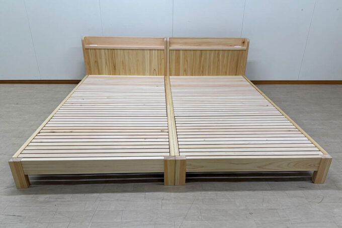 高さを抑えた棚付きベッドのご紹介｜ヘッドボード・寝台低め仕様 2507026