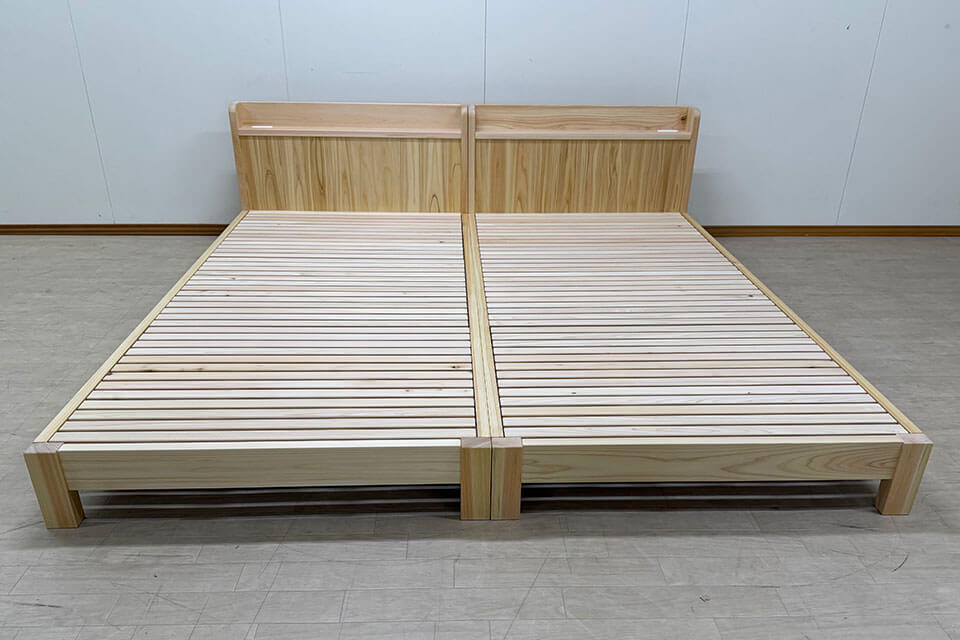 高さを抑えた棚付きベッドのご紹介｜ヘッドボード・寝台低め仕様 2507026