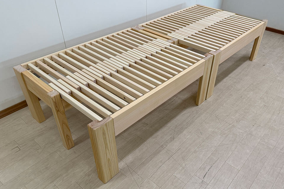 伸縮ベッド（ハーフ）2台の製作｜セミシングルとしてもベンチとしても使える2508025  