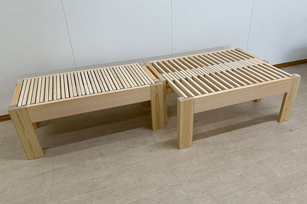 伸縮ベッド（ハーフ）2台の製作｜セミシングルとしてもベンチとしても使える2508025  