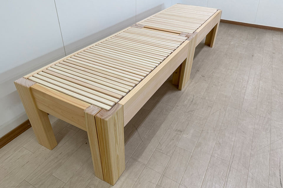 伸縮ベッド（ハーフ）2台の製作｜セミシングルとしてもベンチとしても使える2508025
