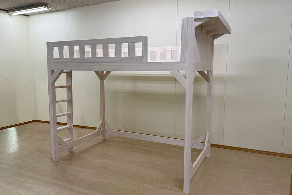 既存セミダブルを下に収納する檜オーダーロフトベッド 2510015